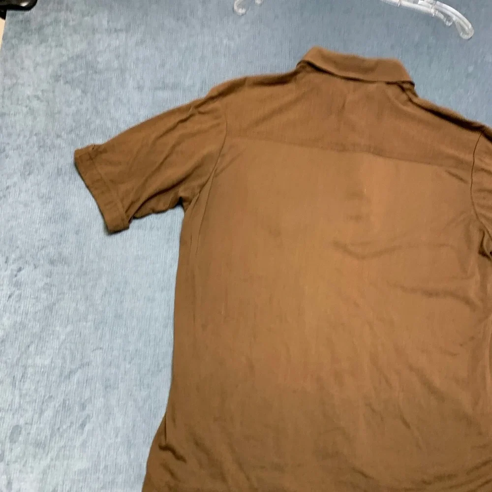 Scene III by Da Vinci Polo Shirt Mens Large Brown Chest Pockets Golf Performance